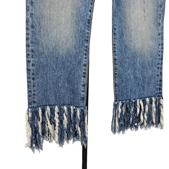 Anthropologie Pilcro  and The Letterpress Hyphen Fringe Bottom Boho Crop Jeans - Picture 8 of 10